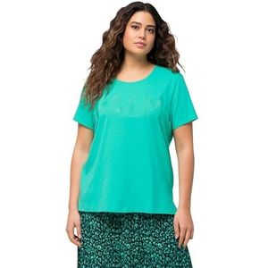 Ulla Popken, Dames grote maten, T-shirt met opschrift, regular, turquoisegroen, 42-44