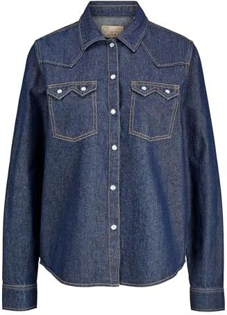 Jxjules Ls DNM Ln Denim Shirt, donkerblauw (dark blue denim), M