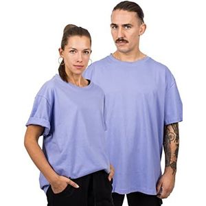 Blackskies Oversized basic T-shirt met korte mouwen, luxe streetwear voor heren, dames, longshirt, Essential Style., Lavendel, S