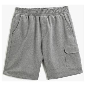 Koton Oversized cargoshorts voor heren, elastische taille, zakken, gedetailleerde shorts, Grijs Melange (grm), M
