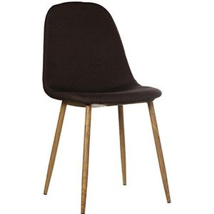 DRW - Set van 4 stoelen met metalen poten en stoelen van bruine stof, 44 x 52 x 87 cm