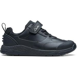 Clarks School SteggyStride K Sneakers, zwart leer, 29,5 EU, zwart leder, 29.5 EU