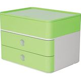 HAN Ladebox Allison Smart Box plus met 2 laden, scheidingswand en gebruiksvoorwerpenbox, incl. kabelgeleiding, stapelbaar, kantoor, bureau, meubelvriendelijke rubberen voetjes, 1100-80, hoogglans lime