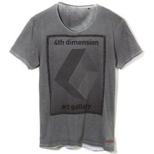 edc by ESPRIT Heren T-shirt ronde hals - Slim Fit 034CC2K031, grijs (Rock Grey), XXL
