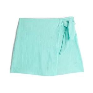 Koton Meisjesrok, elastische tailleband, envelop, side-tie-detail, turquoise (681), 11-12 Jaar