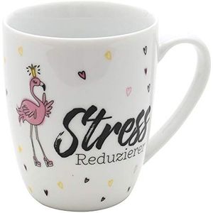 Dekohelden24 Koffiemok/mok van porselein, motief: stressverlager. Afmetingen H/Ø: 9,8 x 8,2 cm, inhoud 250 ml, vaatwasmachinebestendig, 9506741, flamingo