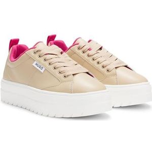 HUGO Dames Lyssa_Tenn_flt Sneaker, Open Beige, 5 UK, Open Beige, 38 EU