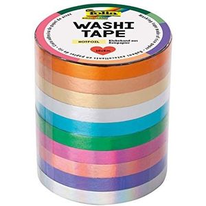 folia 26437 - Washi Tape, plakband van rijstpapier, hotfoil, 10-delige set - ideaal voor het versieren en decoreren