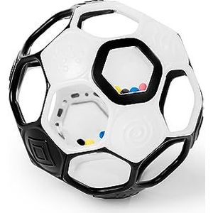 Bright Starts Oball Grippin' Goals rammelaar voetbalbal - zwart en wit, gemakkelijk vast te pakken speelgoed voor pasgeborenen en hoger