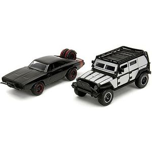 Jada Toys - Fast and Furious auto's (set van 2) - 's Dodge Charger R/T 1970 & Tej`s Jeep Wrangler van Fast & Furious 7-2 Legacy Series modelauto's om te openen, 1:32, 19 cm, vanaf 8 jaar, Wave 2,