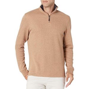Amazon Essentials Sweater met lange mouwen en ritssluiting voor heren,kameel-heide,XS