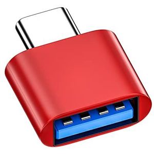 USB naar tpye-c adapter, type C plug charger kabel gegevensoverdracht, converter voor Apple, Samsung Galaxy (rood)