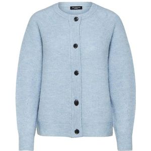 SELECTED FEMME Dames Slflulu Ls Knit Short Cardigan B Noos gebreide jas, Cashmere Blue/Detail: melange, XL