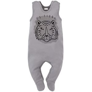 Pinokio Baby Sleepsuit Le Tigre, 100% katoen grijs met tijger, uniseks maat 56-68 (68), grijs, 68 cm