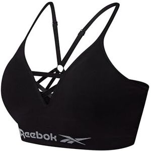 Reebok Naadloze sportbeha voor dames | Sportbeha's voor dames met halterontwerp | Hoge ondersteuning, niet-bedrade en comfortabele beha verkrijgbaar in 4 maten | Zwart, grijs of wit sportbeha |