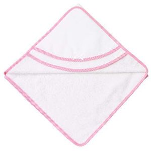 Filet Badjas, driehoekig, voor pasgeborenen en eerste kindertijd. Met tas in hartvorm van canvas Aida om bij te vullen - wit, roze