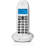 Motorola C1001CBW+ - DECT digitale draadloze telefoon - oproepblokkeringsmodus, nummerherkenning, handsfree, telefoonboek met 50 nummers, scherm met achtergrondverlichting - wit