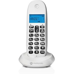 Motorola C1001CBW+ - DECT digitale draadloze telefoon - oproepblokkeringsmodus, nummerherkenning, handsfree, telefoonboek met 50 nummers, scherm met achtergrondverlichting - wit