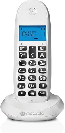 Motorola C1001CBW+ - Digitale draadloze DECT-telefoon - Oproepblokkering, nummerherkenning, handsfree, telefoonboek voor 50 nummers, verlicht display - Wit