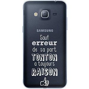 Zokko Beschermhoes voor Samsung J3 2016, behalve fouten, Tonton a Altijd reden - zacht, transparant, witte inkt