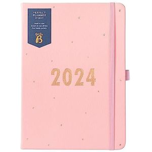 Busy B Perfect Planner Dagboek januari tot december 2024 - A5 Roze - Kunstleer Week om planner met stickers en scheurlijsten te bekijken