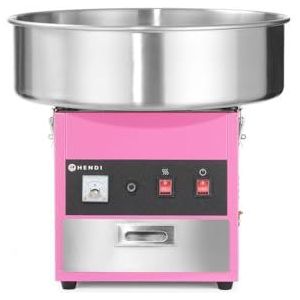 HENDI Suikerspinmachine, met handige lade voor stokjes, suiker, kleurstoffen, 230V, 1200W, 520x520x(H)500mm, RVS, roze