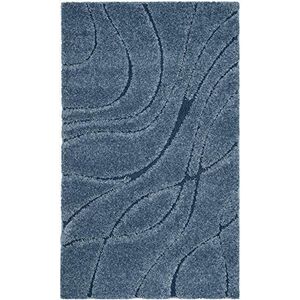 Safavieh shaggy tapijt, SG471, geweven polypropyleen modern 90 x 150 cm lichtblauw/blauw.