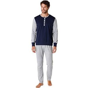 LVB pyjamaset voor heren, Marineblauw en Grijs Gedrukt, S