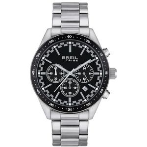 BREIL horloge FAST collectie ANALOGISCHE wijzerplaat CHRONO QUARTZ uurwerk en STEEL band voor mannen, Staal-zwart-wit, Taglia Unica, armband