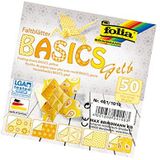 folia 461/1010 - vouwbladen Basics geel 10 x 10 cm, 80 g/m², 50 vellen gesorteerd in 5 motieven - ideaal voor prachtige vouwfiguren en -vormen