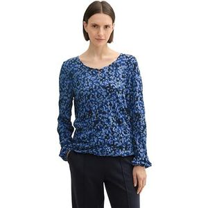 TOM TAILOR T-shirt met lange mouwen voor dames, 36556 - Navy Watercolor Squares Design, M