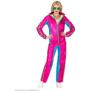 W WIDMANN Trainingspak, roze metallic, jaren 80-outfit, joggingpak, bad-knop outfit, carnavalskostuums