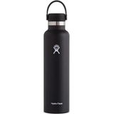 HYDRO FLASK - Waterfles van 709 ml - Vacuüm Geïsoleerde Roestvrij Stalen Drinkfles met Lekvrije Flex Cap - Dubbelwandige Herbruikbare Fles met Poedercoating - BPA-vrij - Standaard Opening - Black