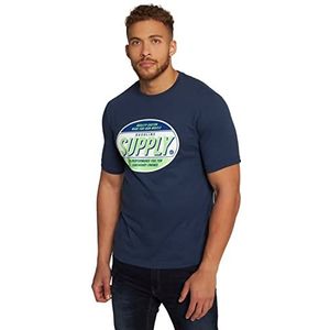 JP 1880, T-shirt voor heren, grote maten, met opdruk, mat nachtblauw, 5XL