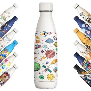 KollyKolla Thermosfles, 500 ml, gepersonaliseerde drinkfles, herbruikbare roestvrijstalen fles, BPA-vrij, drinkflessen voor kinderen, school, sport, camping, yoga, fitnessstudio, fietsen