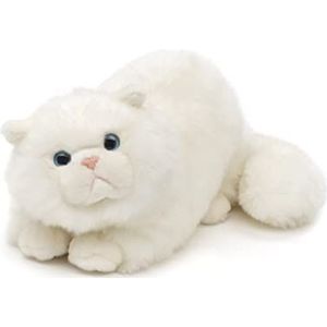 Uni-Toys - Perskat wit, liggend - 31 cm (lengte) - pluche kat - pluche dier, knuffeldier