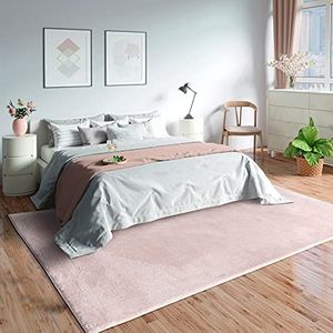 Mia´s Teppiche Olivia Tapijt woonkamer roze 240x340 cm modern zacht effen pluizig laagpolig (19 mm) anti-slip wasbaar tot 30 graden, 100% polyester