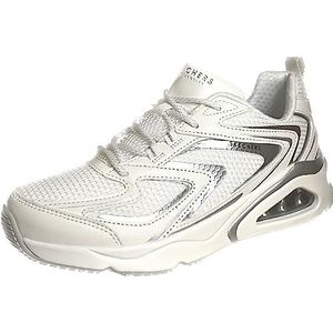 Skechers Dames Tres-air Vision-airy Sneaker, Witte Duraleather Mesh Zilver Hot Melt Tr, 39.5 EU