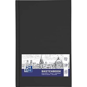 OXFORD SKIZZENboek A5 hardcover gevallgebonden genaaid 96 vellen 100g zwart - 5-pack