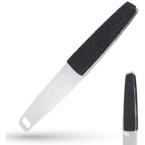 LaRosa PUMICE SPA Dubbelzijdige Voetvijl – Transparant Handvat met Zwarte Puimsteen (Grof) en Schuurvlak (Fijn)