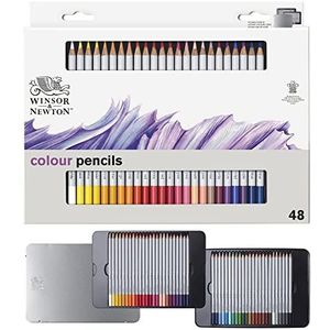 Winsor & Newton 0490014 Precisie kunstenaarskleurpotloden in een set, 48 levendige kleuren, hoogwaardige kunstenaarspigmenten voor levendig tekenen in meerdere lagen - Kleurpotloden Set - 48 potloden
