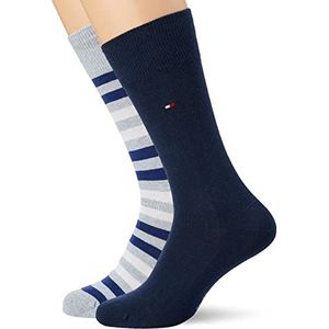 Tommy Hilfiger Duo Stripe Classic Sock voor heren, verpakking van 2 stuks, blauw, 39 EU