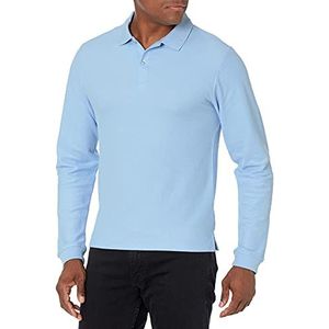 Izod Uniform Men's Long Sleeve Pique Polo, Light Blue, Small