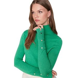Trendyol Damen slim fit basic coltrui gebreide trui, smaragd, S, Emerald, S