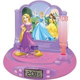 Lexibook Disney Prinses Rapunzel Wekkerradio met projector, Ingebouwde nachtlamp, projectie van de tijd aan het plafond, geluidseffecten, op batterijen, Roze/Paars, RP515DP