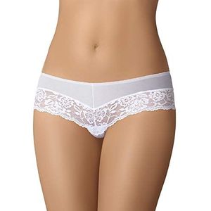 Teyli Dames Knickers Braziliaanse tanga slips katoen bloemen kant volledig comfort ademend elastisch slipje Viki, Wit, 36