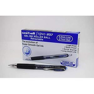 Uni-ball SigNo 207 rollerball intrekbare vulling 0,7 mm F-punt 0,4 mm lijnbreedte 12 stuks blauw