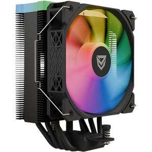 Nfortec Centaurus X2 CPU-luchtkoeler, 4 buizen met 120 mm, ARGB-verlichtingstechnologie, ventilator met PWM-bediening, INTEL- en AMD-fitting, zwart