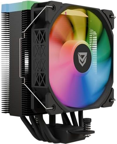 Nfortec Centaurus X2 CPU-luchtkoeler, 4 buizen met 120 mm, ARGB-verlichtingstechnologie, ventilator met PWM-bediening, INTEL- en AMD-fitting, zwart