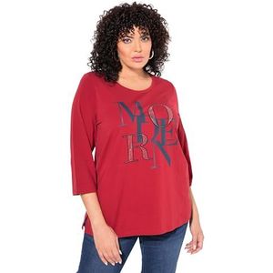 Ulla Popken - Shirt - Blauw / Robijnrood - T-shirt - Driekwart Mouw